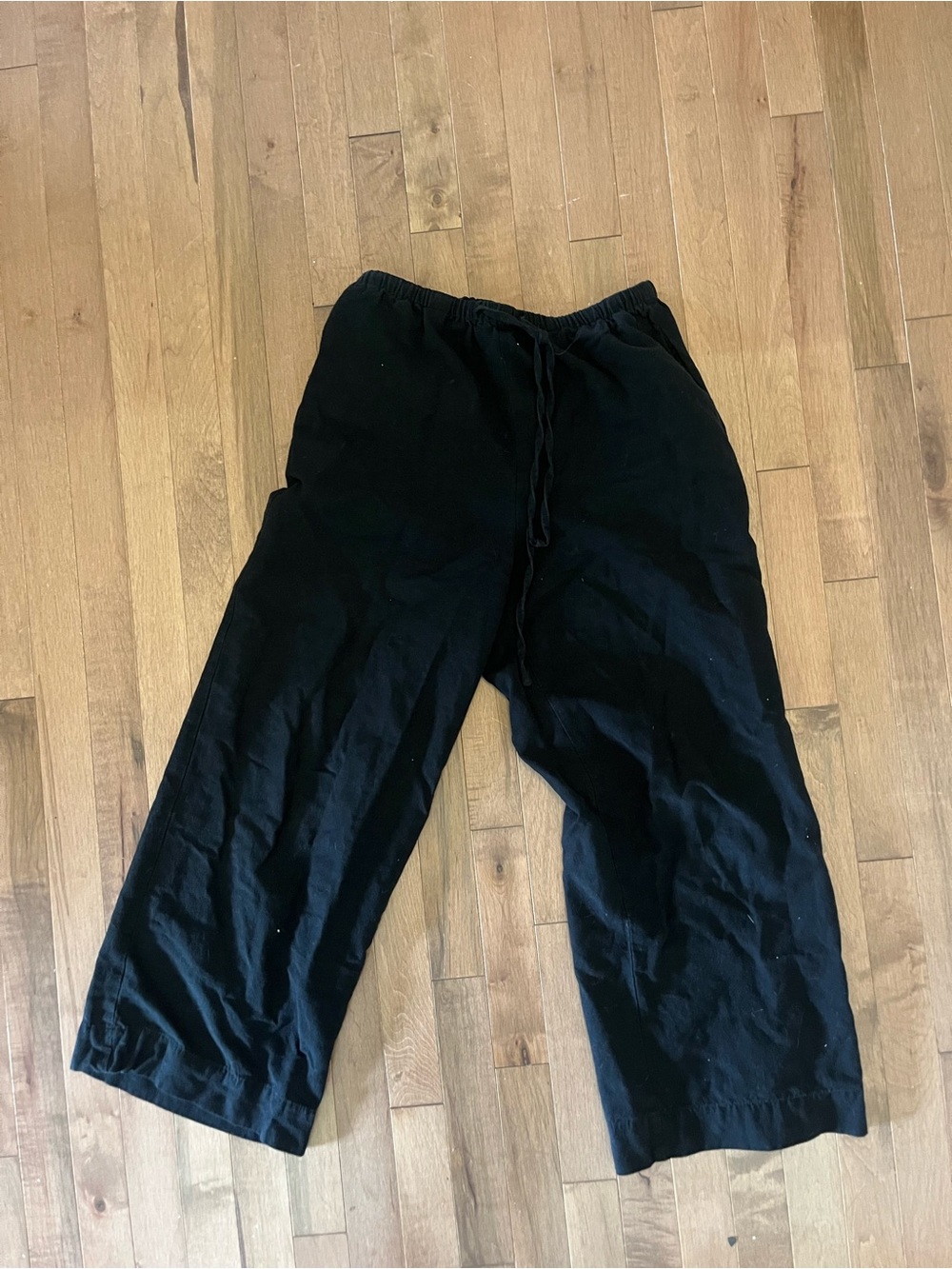 Rhythm Black Wide-Leg Drawstring Linen Blend Pants